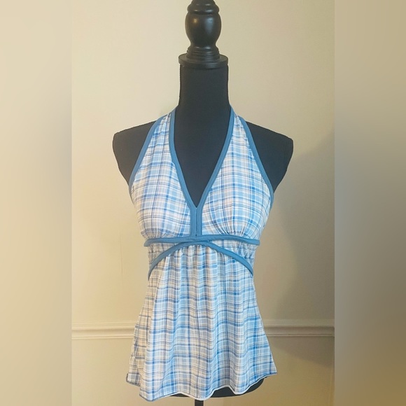 Body Central Tops - BODY Central V Neck Plaid Halter Top Size M